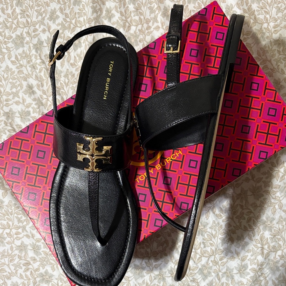 Tory Burch Black Leather Sandals
